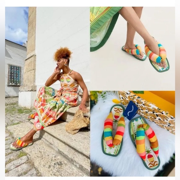 FARM Rio Shoes - FARM Rio Multicolor Striped Sandals
